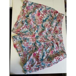 Briggs linen blend tropical design shorts womens plus 16